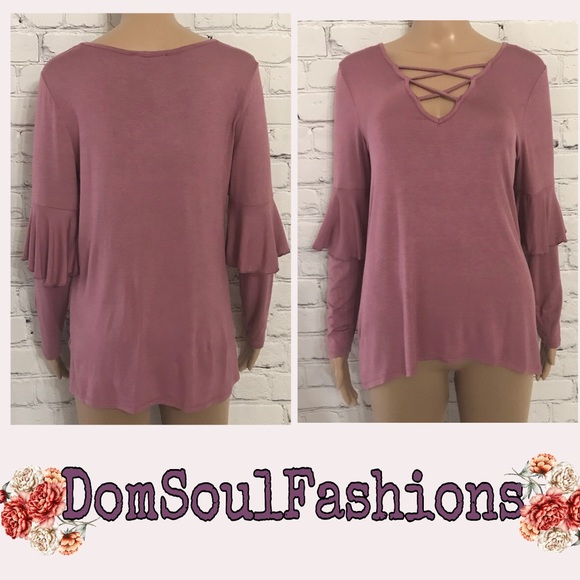 Wide sleeve western boho flare bell sleeve long sleeve rodeo Top - Picture 2 of 5